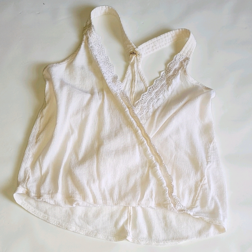 Hollister cream crossover tassel lace cami